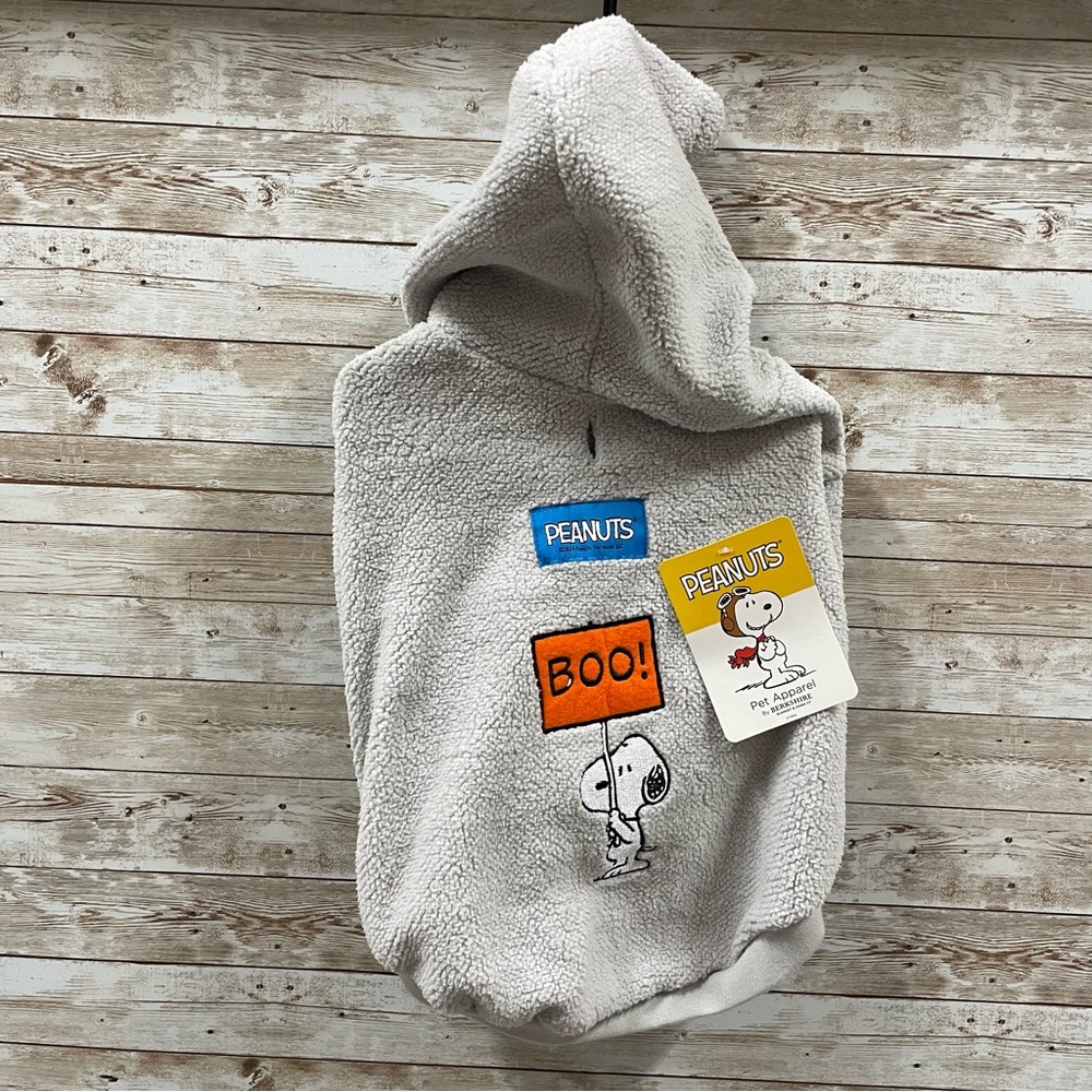 Peanut's SNOOPY HALLOWEEN BOO Dog Sz.‎ MEDIUM Sherpa Hoodie Jacket Coat Costume
